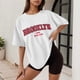 thumbnail image 2 of Camiseta holgada de manga corta y cuello redondo con estampado informal para mujer, 2 of 4