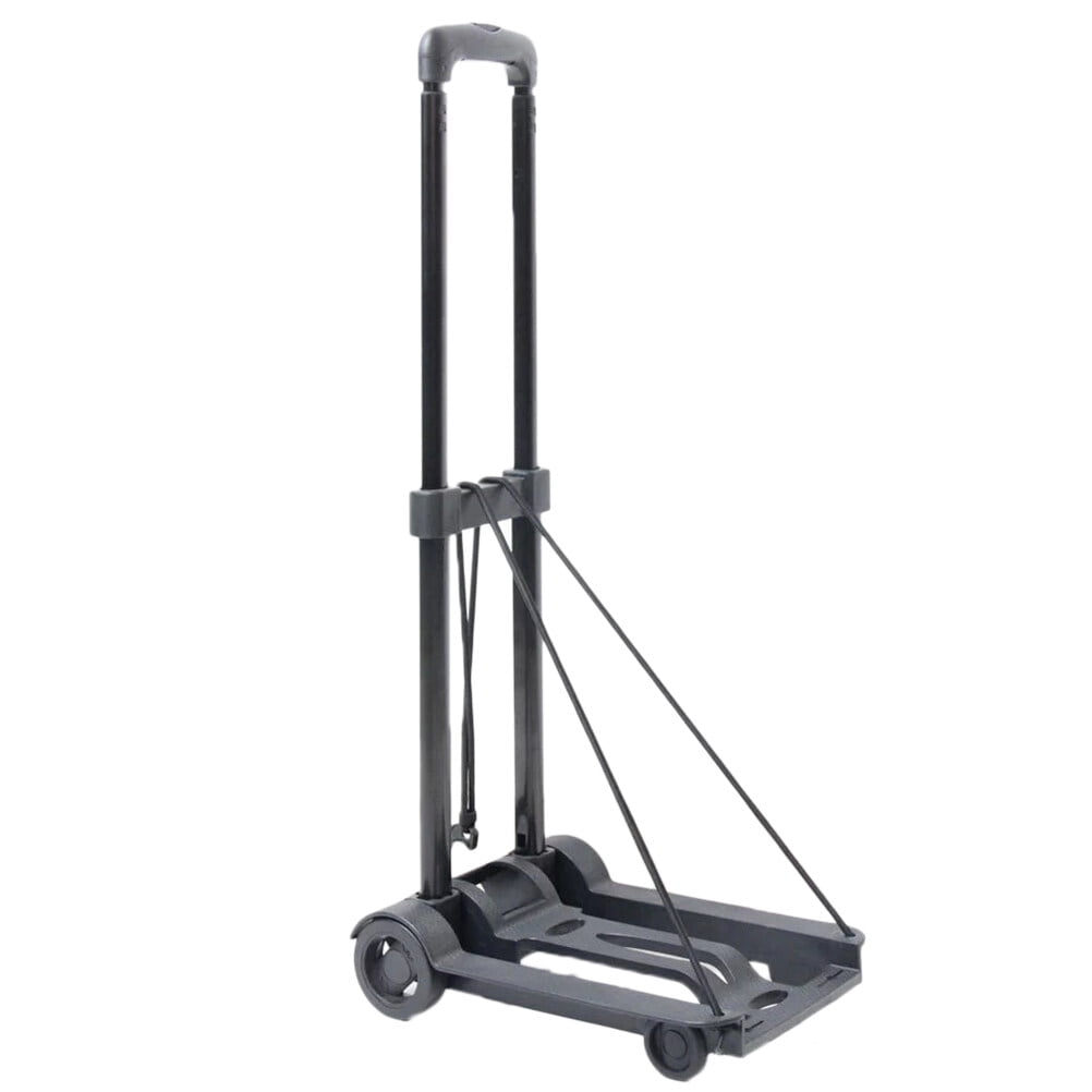 Folding Hand Truck Portable Lightweight Dolly, Utility Cart with Telescoping Handle, 4 Wheels and Bungee Cord for Airport Travel, Moving, Shopping, Home and Office Use