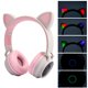 thumbnail image 5 of Auriculares Bluetooth 5.0 Nikou con orejas de gato y cancelación de ruido LED gris y rosa, 5 of 15