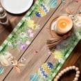 thumbnail image 3 of Happy Easter Table Runner - 60 Inch Long Gnomes Rabbit Flowers Green Check Wooden Cotton and Linen Blended Dress Scarves Farmhouse Table Runner for Kitchen Dining, Coffee Table, 13" x 60", 3 of 8