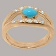 thumbnail image 2 of LBG British Made 9k Rose Gold Genuine Natural Turquoise & Diamond Womens Band Ring - 33 size options - Size 5.5, 2 of 7