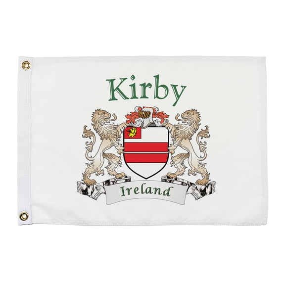 Kirby Irish Coat of Arms Small White Flag - 16"x10.5" inches