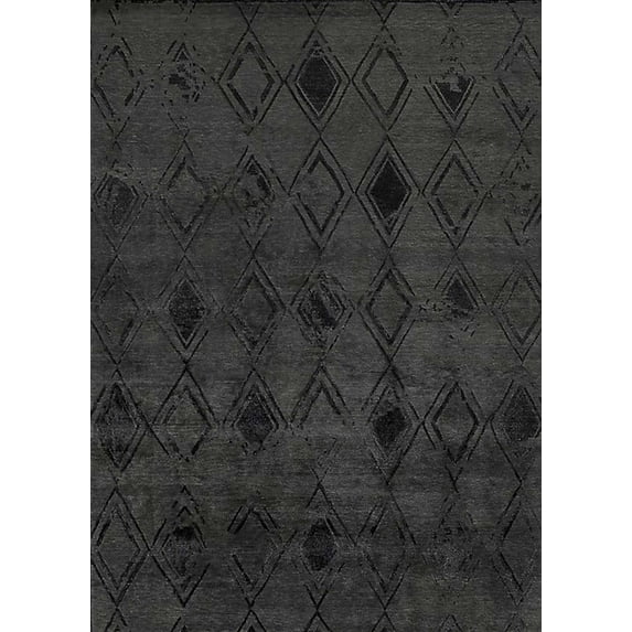 Ahgly Company Machine Washable Indoor Rectangle Industrial Modern Light Black Area Rugs, 7' x 10'