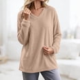 thumbnail image 6 of Yievot Women's Fleece Sweatshirts V Neck Long Sleeve Fall Top Solid Color Casual Warm Tunic Tops, 6 of 9