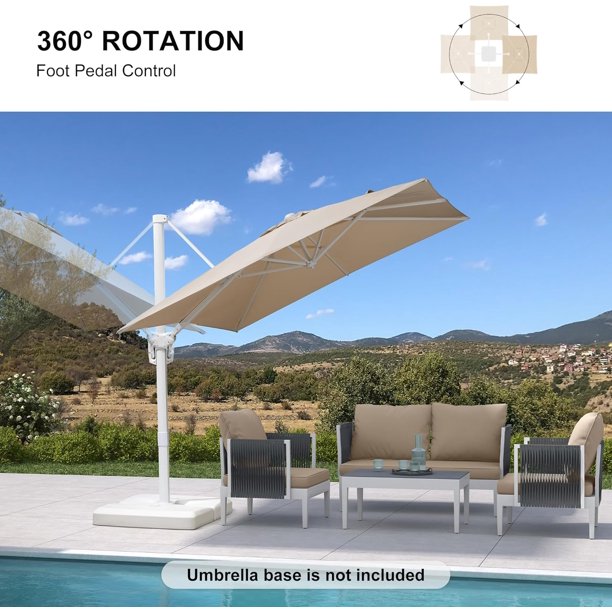 14 foot cantilever patio umbrella PURPLE LEAF 14x8ft Double-sided Rectangular Garden Table Umbrella with Base, Grey