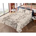 thumbnail image 4 of Ambesonne Floral Design Fitted & Flat Sheet with Shams 4 Pcs Set, Neutral Petals Print, Full, Taupe Warm Taupe, 4 of 5