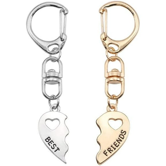 SAIPN BFF Best Friend Keychain Gifts for 2 - Matching Friendship Keychains Gift for Women Best Friends Heart Shaped Key Ring for BFFs Bestie Bestfriend Christmas Birthday Gifts