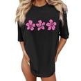 thumbnail image 2 of Tropical Flower Graphic Tees for Women 2026 Summer Casual Short Sleeve Crewneck Oversized Beach Vacation T Shirts, 2 of 4