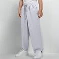 thumbnail image 4 of Cethrio Boys Athletic Sweatpants, Running Drawstring Elastic Waist Cotton Straight Leg Pants White Size 6-7, 4 of 5