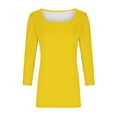 thumbnail image 5 of Drses Women Square Neck 3/4 Three Quarter Sleeve Top, Cute Basic T Shirt Tunic Blouse, Dressy Casual Holiday Workout Summer Daily Shirts for Ladies, 5 of 7