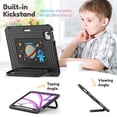 thumbnail image 6 of Heavy Duty Shockproof Case For iPad Air 11 2026 / 2025 / 2024,Anti Drop Silicone+PC Layer Protective Case Handle Stand ,Shoulder Strap，Cartoon Pattern Three-layer Protective Tablet Cover,Black, 6 of 10