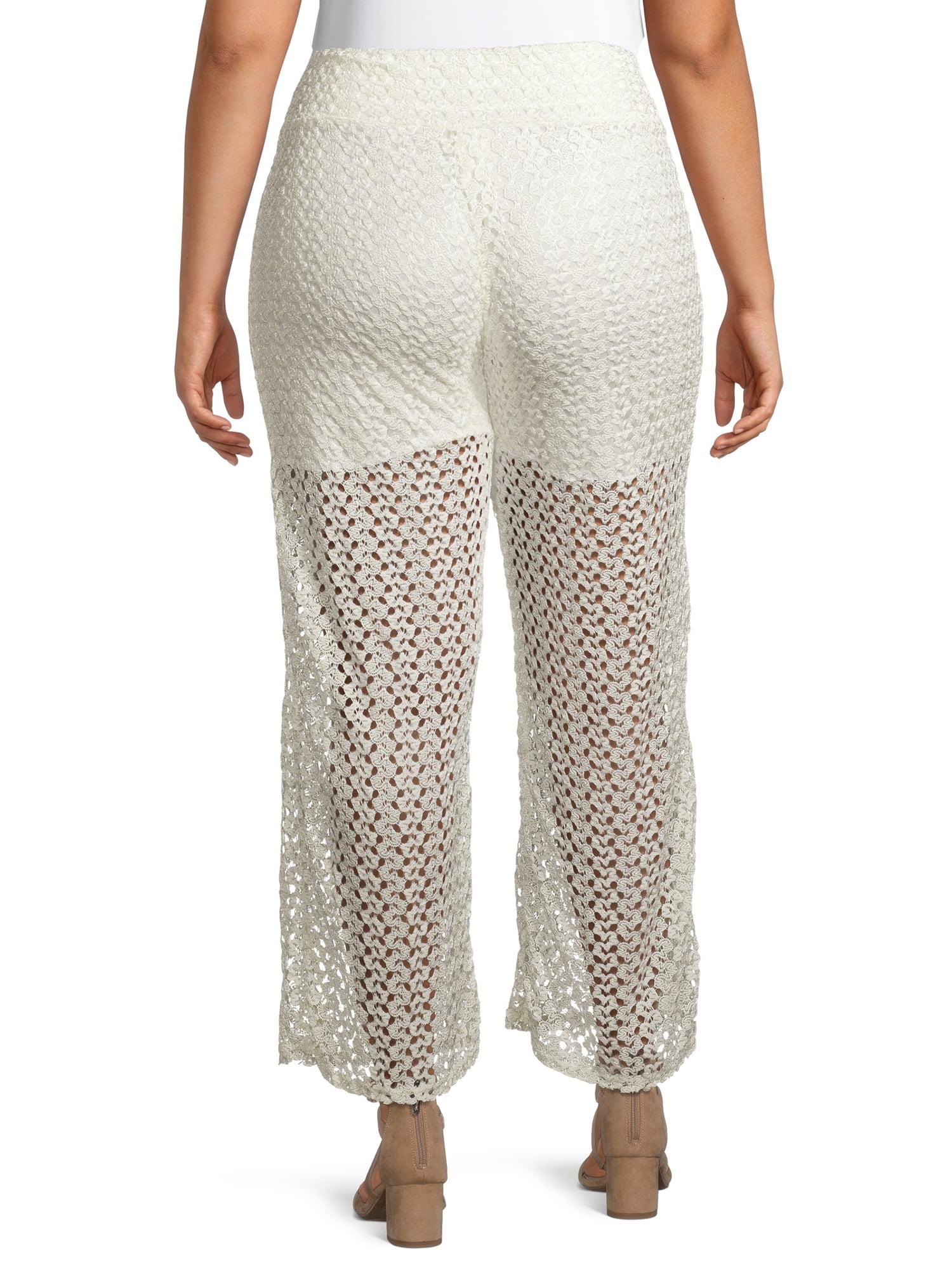 Ella Samani Women's Plus Size Wide Leg Lined Lace Pants