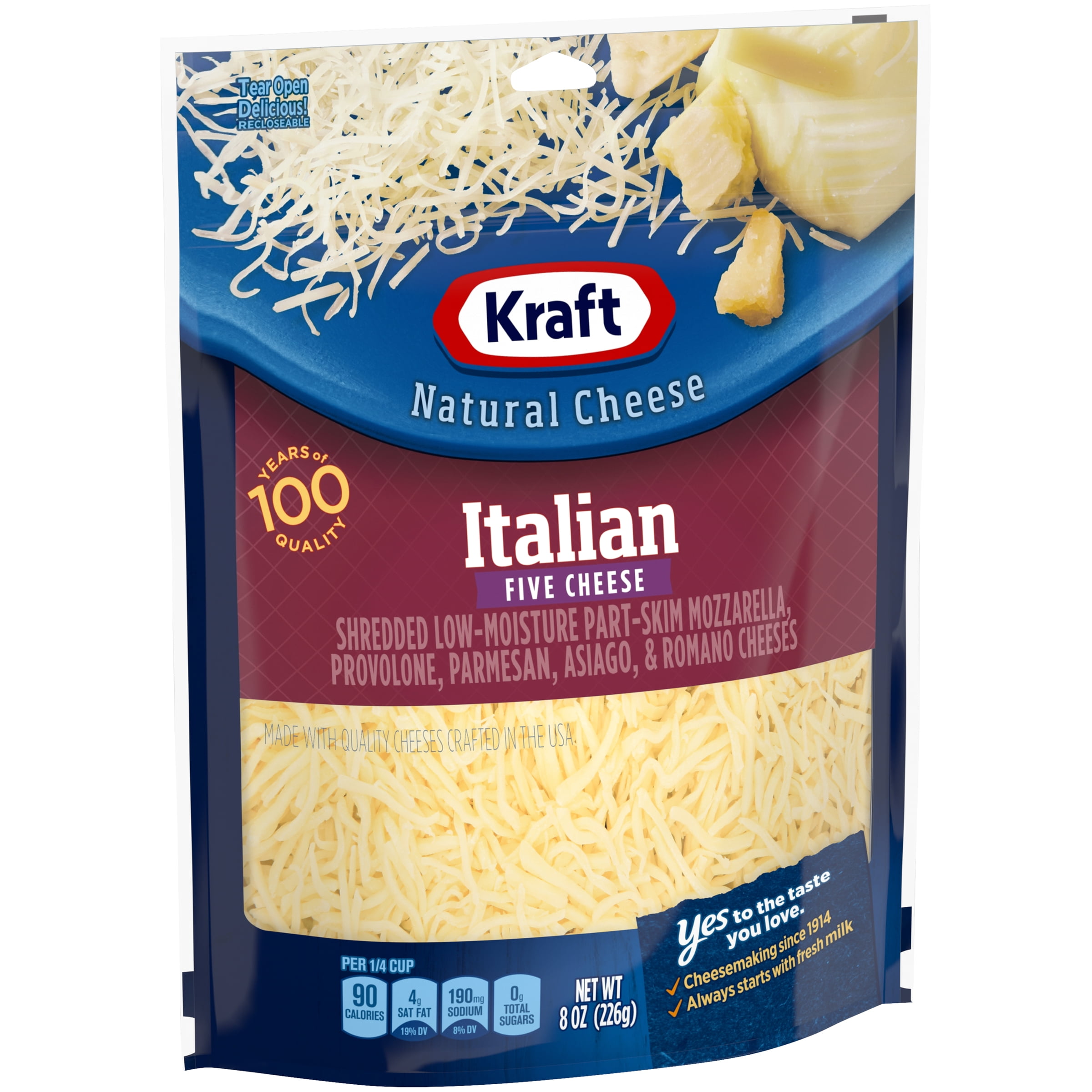 Kraft Italian Five Cheese Blend Shredded Cheese 8 Oz Bag