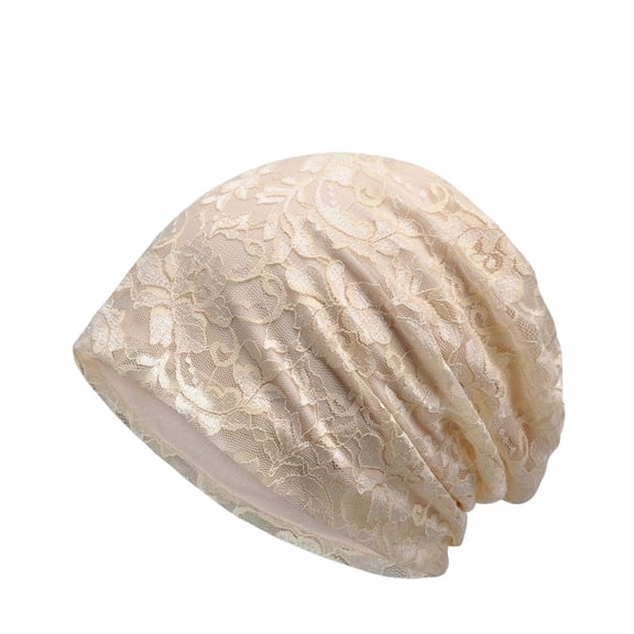 Women Lady Thin Lace Beanie Cap Solid Floral Hollow Breathable Baggy Hat