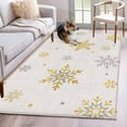 thumbnail image 2 of Christmas Area Rug 3x5 FT, Non Slip Entryway Bedside Carpet, Yellow Grey Winter Snowflake Rustic Washable Soft Floor Carpet Indoor Mat Non-Shedding Throw Rug for Dorm Kitchen Home Office, 2 of 9