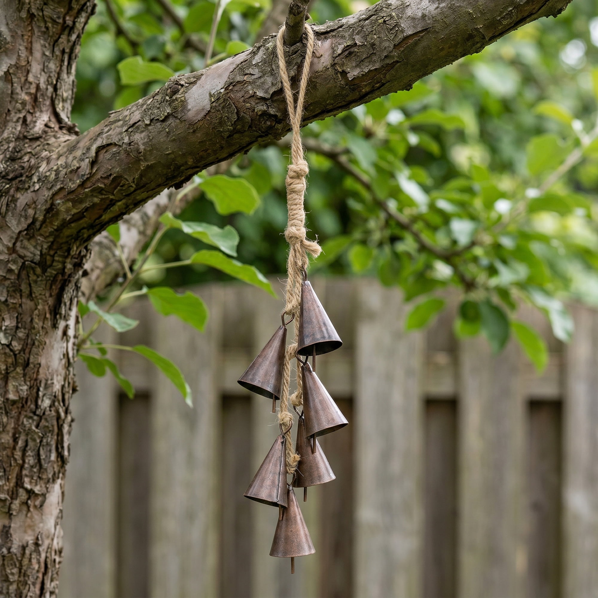 Unique Bargains Protection Rustic Iron Hanging Bell Red Bronze 0.9" x 0.9" x 12.6"