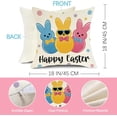 thumbnail image 2 of Happy Easter Hello Peeps Decorative Throw Pillow Covers 18 x 18 Set of 4, Colorful Bunny Rabbit Plaid Porch Outdoor Home Decor, Spring Polka Dots Love Hearts Couch Cushion Case, 2 of 6