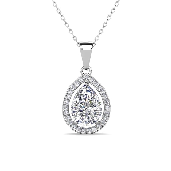 Cate & Chloe Isabel 18k White Gold Plated Pendant Necklace with Simulated Diamond Crystal for Women