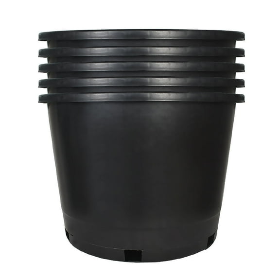 LABLT 8.4Gal Heavy Duty Premium Black Plastic Nursery Plant Container Garden Pot 5Pcs