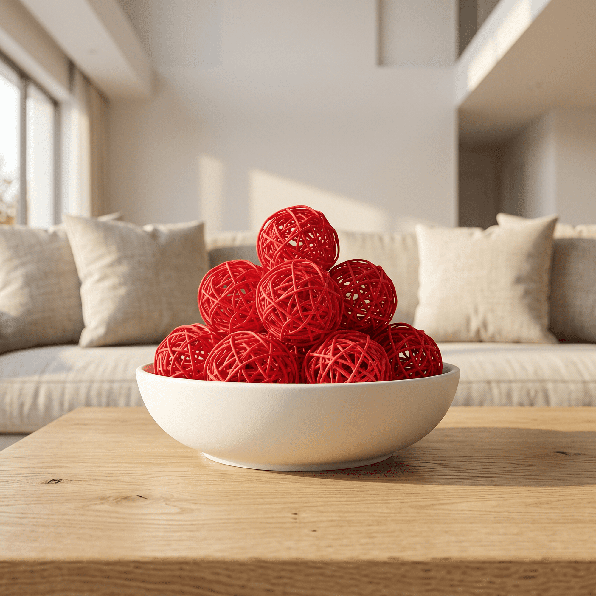 Unique Bargains 10Pcs Rattan Balls for Lights Wicker Spheres Orbs Red 2"x2"x2"