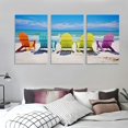 thumbnail image 3 of Shangniulu Beach Canvas Wall Art for Living Room,  Blue Sea with Colorful Chairs Picture Prints Decor, Relax Leisure Time Home Decorations (Waterproof, Ready to Hang, 12x16inch), 3 of 4