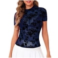 thumbnail image 2 of Haivin Women's Lace Round Neck Bodycon Top,Hollow Out Short Sleeve Shirt for Party and Dating, 2 of 7