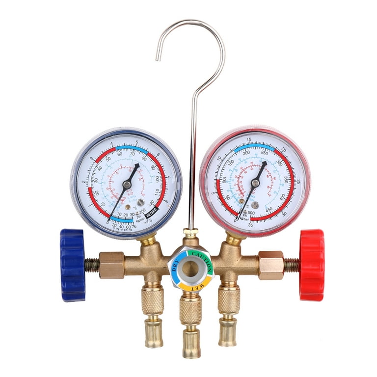 Refrigerant Manifold Gauge Set Air Conditioning Tools with Hose and Hook  for R12 R22 R404A R134A 