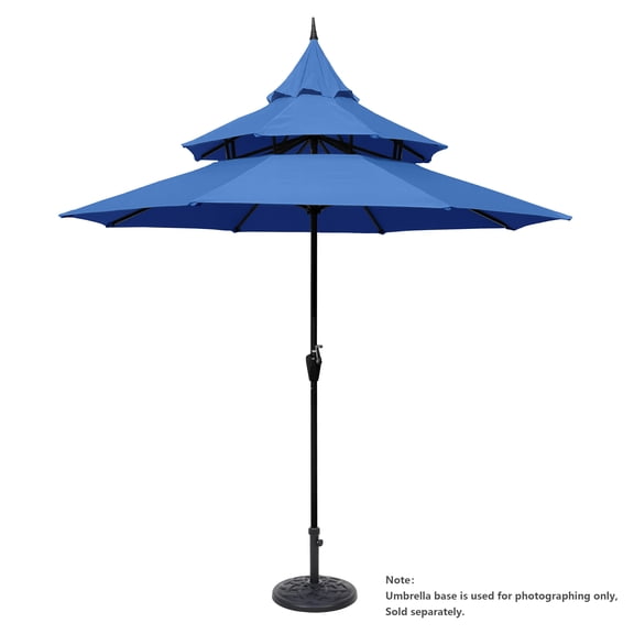 Abble 9ft Patio Umbrella with Crank 3-Tier Pagoda Outdoor Market Umbrella with 8 Ribs for Garden Deck Backyard Pool, Royal Blue