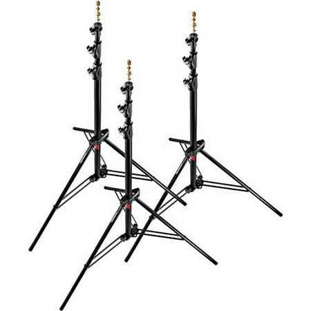 Image of 1005BAC 107 Air Cushioned Aluminum Ranker Light Stand with 3-Sections & 2 Risers Black - Pack of 3 Stands