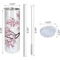 thumbnail image 3 of Japanese 20 Oz Skinny Tumbler, Branch of a Flourishing Sakura Tree Flowers Cherry Blossoms Spring Theme Art, Leak-Proof Straw Lid and Brush Vacuum Insulated for Outdoor Use, Pink Dark Brown, 3 of 6