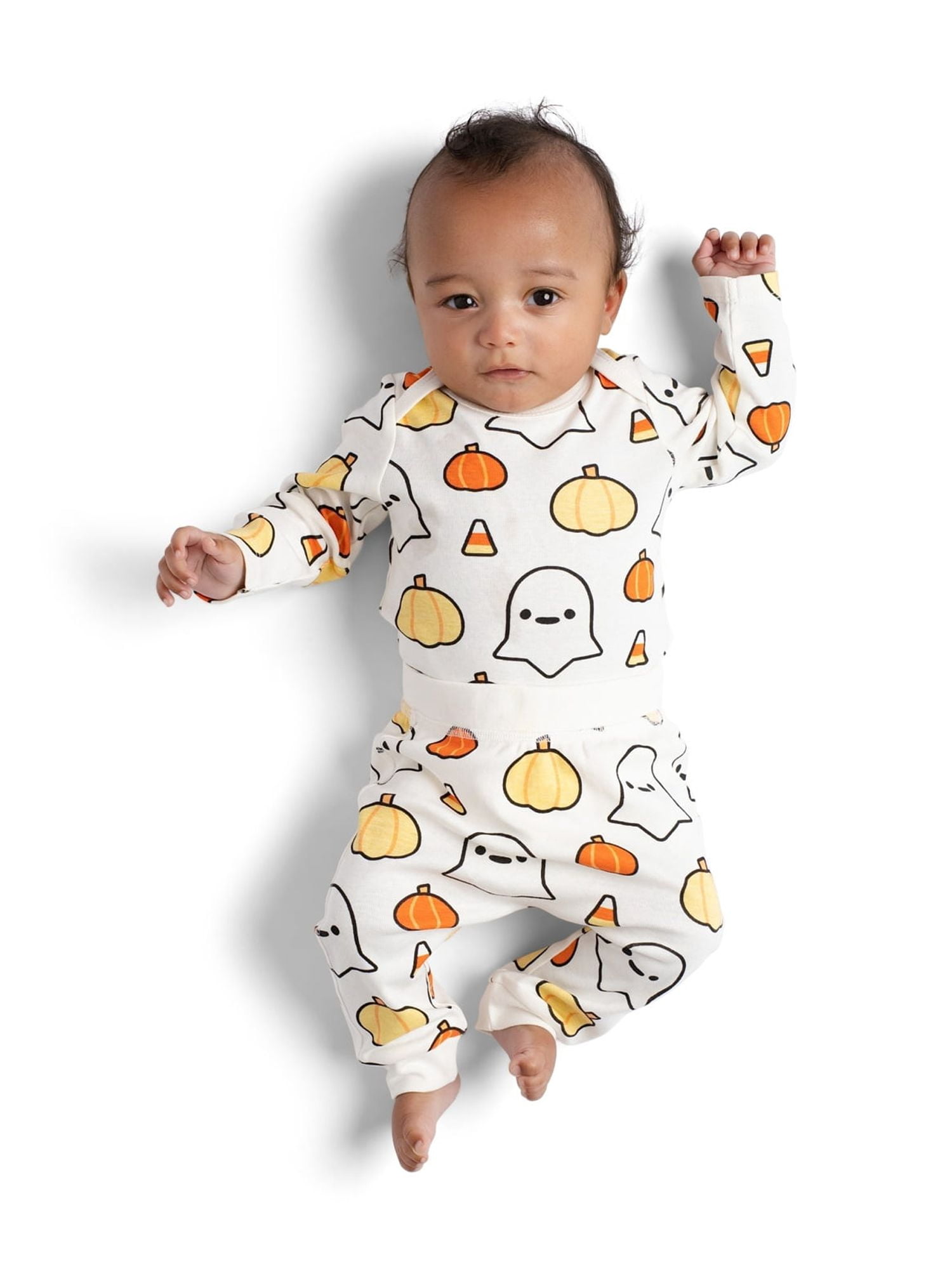 M+A by Monica + Andy Organic Cotton Gender Neutral Halloween First Moves Bodysuit + Groove Pant + Bib Set, Sizes Newborn -24 Months