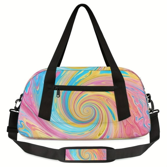[Colorful Rhythm] Vortex Printed Fitness Bag Lightweight and Large Capacity Travel Yoga Training Universal