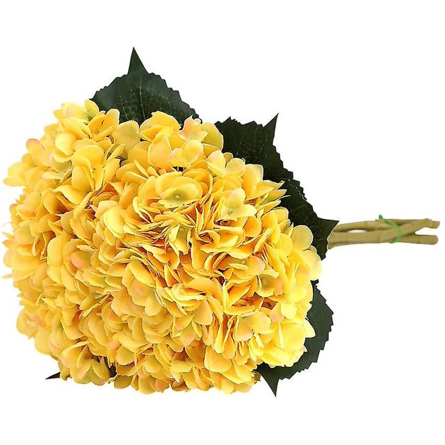 5 piezas de hortensias artificiales, ramo de hortensias, adecuado para bodas, hogar, hotel, decoración de fiestas, arreglos florales amarillos
