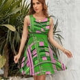 thumbnail image 7 of Plaid Pink & Green Dress Summer Street Style Dresses Female Sleeveless Printed Sundress, 7 of 7