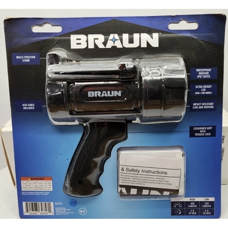 braun 900 lumen rechargeable swivel head led flashlight New!! - High-Strength Aluminum Barrel antiques and many other items New!! Braun 900 Lumen Rechargeable
