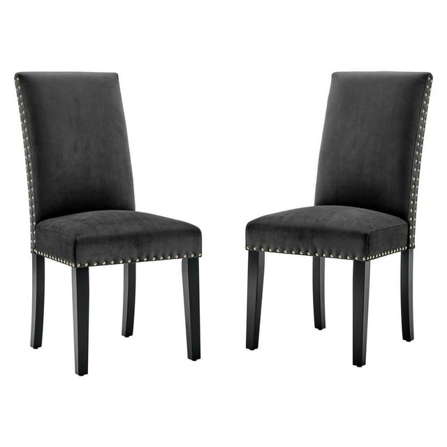 Modway Parcel Chaises Latérales de Salle à Manger en Velours de Performance 19,5 Pouces, Charbon, Ensemble de 2