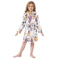 thumbnail image 6 of FORMRS Niños Bathrobe Unisex Hooded Robe Soft Plush Pajamas Sleepwear, Size 10-12T, White Magical Halloween, 6 of 7