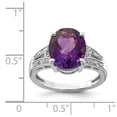 thumbnail image 2 of White Sterling Silver Ring Band Gemstone Amethyst Oval Purple Diamond, 2 of 2