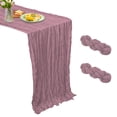 thumbnail image 6 of NOSTHEART 2 Pcs Cheesecloth Table Runner 10FT Boho Gauze Table Runner Rustic Sheer Runner 35.4x120inch Long for Wedding Baby Shower Valentines Birthday Holiday Party Home Decor(Dusty Rose), 6 of 9