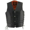 thumbnail image 6 of Milwaukee Leather ML1359 Men's Black Premium Leather Side Lace Motorcycle Rider Vest w/ Buffalo Nickel Snaps Closure 38, 6 of 7