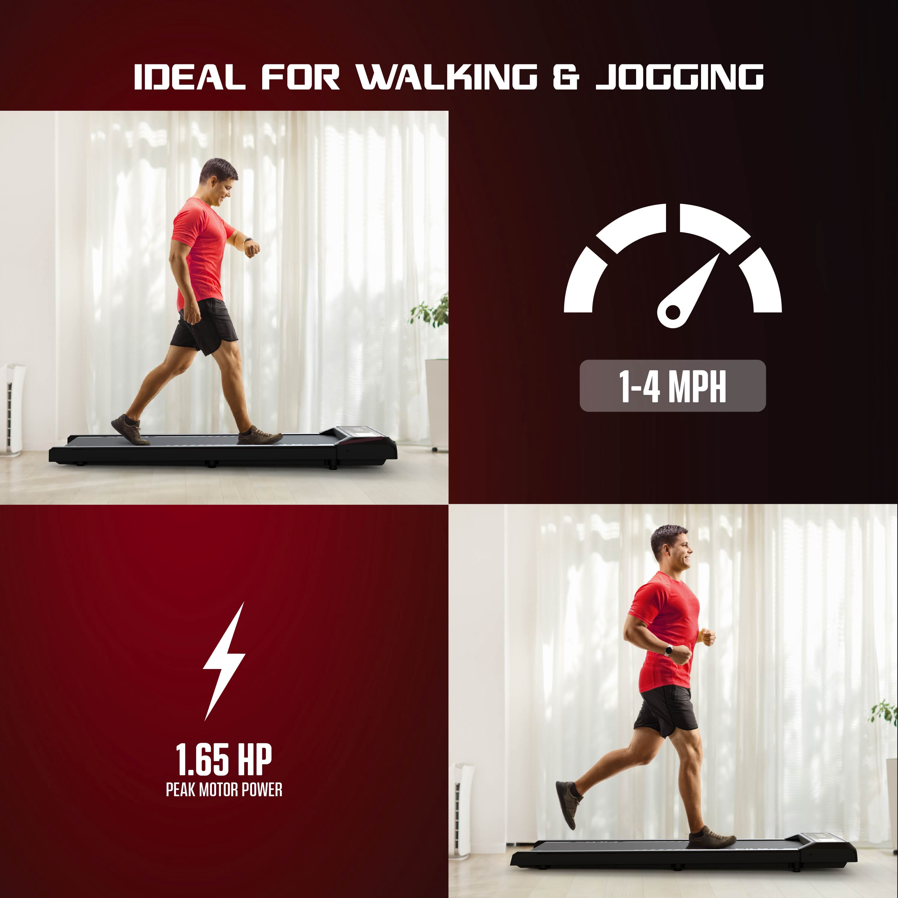FitRx Pacer Walking Pad, 265lbs Capacity Incline Under Desk Walking Pad with Bluetooth Connectivity and Remote Control for Home and Office