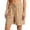 Khaki, variant on Axiiglly Casual Shorts for Women Elastic Waist Drawstring Shorts with Button Plus Size Solid Color Summer Holiday Outdoor Shorts