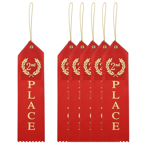 Uxcell Award Ribbons Two Place, 2nd Winner Ribbons with Even Card and Rope, Red 6Pcs