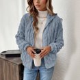 thumbnail image 7 of Wutalume Women's Plush Jacket, Casual Solid Color Hooded Drawstring Jacket, Jacquard Design for Fall and Winter, Soft and Warm, Perfect for Relaxed Fit and Comfort,Light Blue XL, 7 of 7