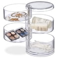 thumbnail image 1 of Joyero redondo, organizador de cosméticos tipo torre, joyero con tapa, joyero portátil pequeño, estuche para anillos, pendientes y collares., 1 of 7