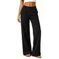 thumbnail image 3 of AherBiu Sweatpants for Women Straight Leg Button Elastic Low Rise Casual Pants Loose Fitted Trousers with Pockets(XX-Large,Black), 3 of 6