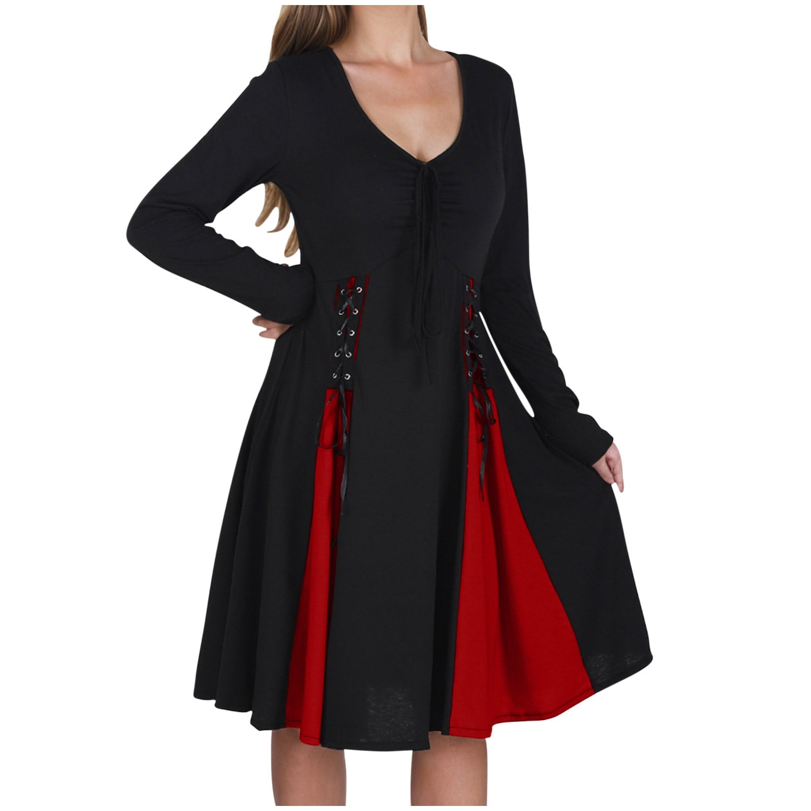 DDAPJ pyju Gothic Steampunk Dresses for Women Victorian Queen Ball Gown Masquerade Dress Party Dresses Birthday Gifts Red L