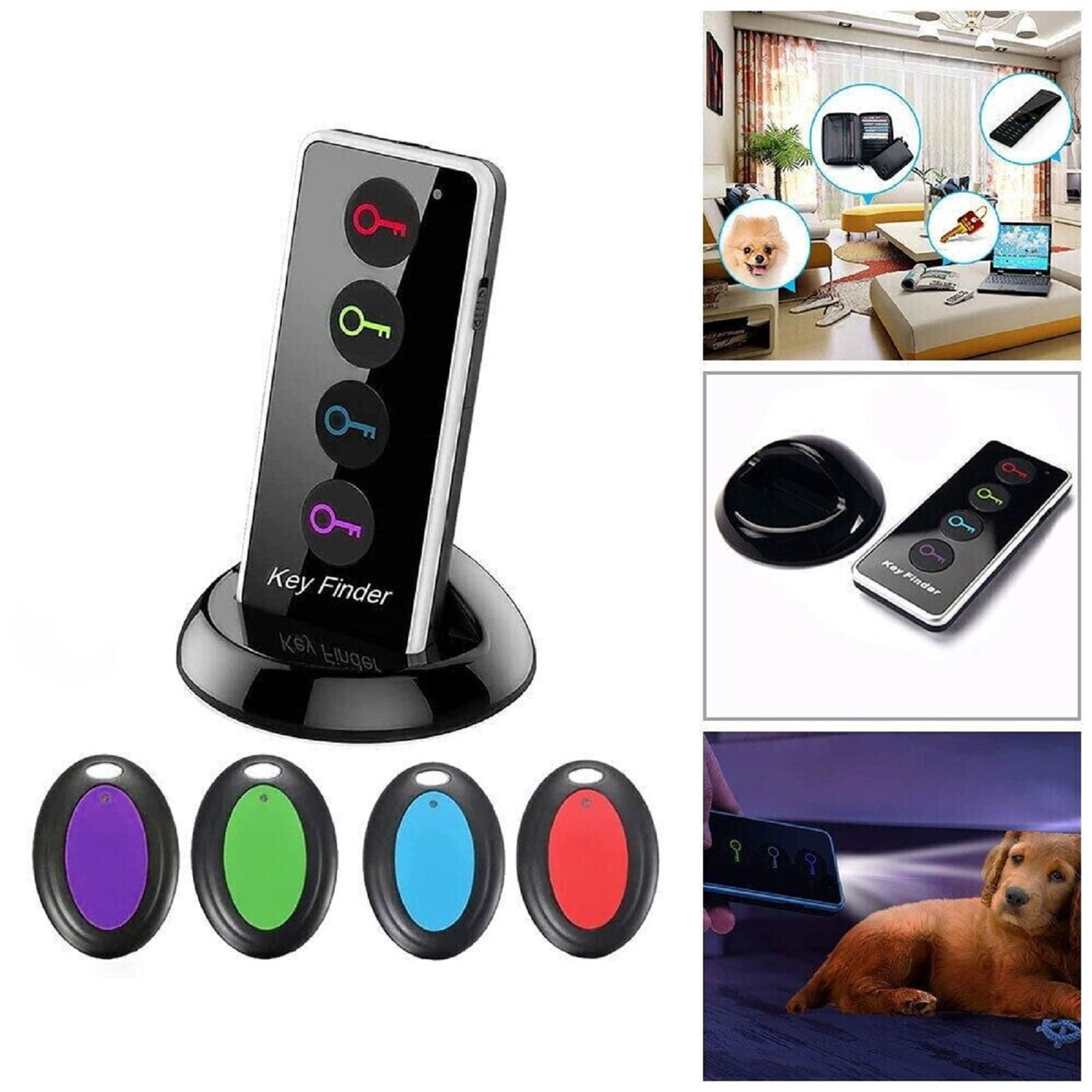 Remote Control Key Finder 15-30m Working Range, Loud Sound Volume 4 Receivers and Key Rings for Home and Travel GUYUTING Spare Part
