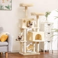 thumbnail image 2 of Multi-Level Cat Tree Condo Furniture with Sisal-Covered Scratching Posts, 2 Plush Condos, Perch Hammock for Kittens, Cats and Pets, Beige, 2 of 17