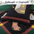 thumbnail image 4 of Christmas True Patchwork Navy Silent Night Starry Sky Cabin Reversible Quilt Bedding Set, Coverlet, Comforter Set for Bedroom, Guest Room, Home, Apartment, Dorm, Hotel, Cottage, RV, Twin - 2 Piece, 4 of 5